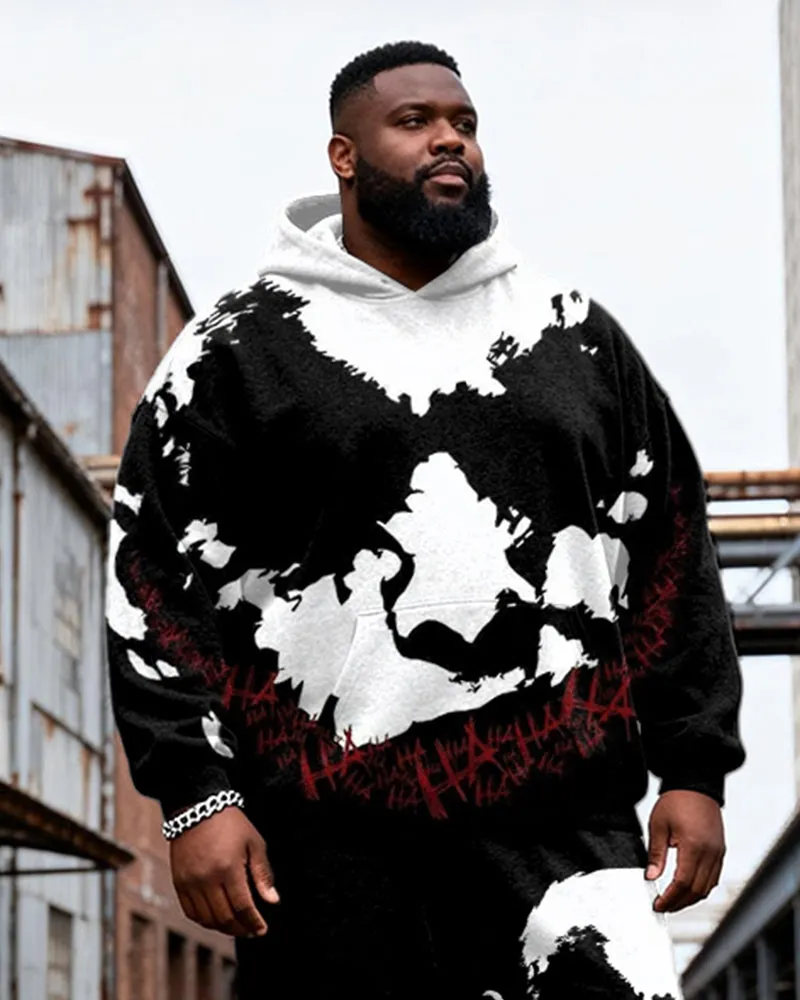 Big & Tall Men's Black Ha Skull Letter Graffiti Print Hoodie Set sold by Biggmans product image thumbnail 2
