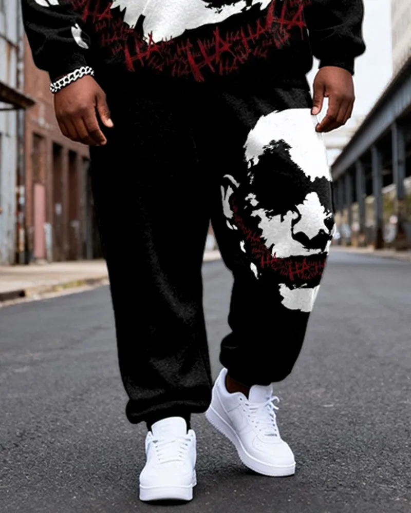 Big & Tall Men's Black Ha Skull Letter Graffiti Print Hoodie Set sold by Biggmans product image thumbnail 3