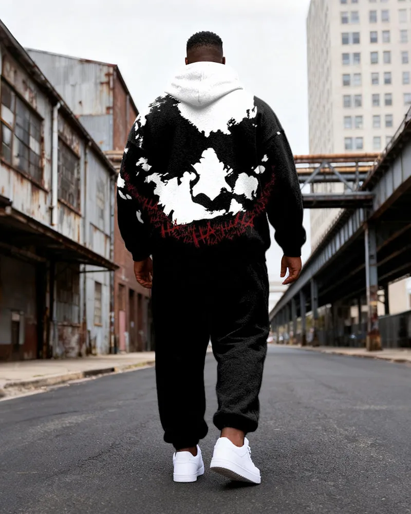 Big & Tall Men's Black Ha Skull Letter Graffiti Print Hoodie Set sold by Biggmans product image thumbnail 4