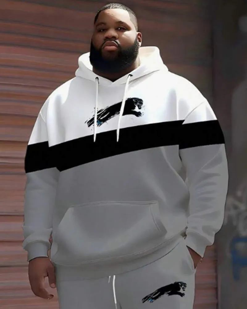 Big & Tall Men's Black And Grey Colorblock Animal Print Hoodie Set sold by Biggmans product image thumbnail 2