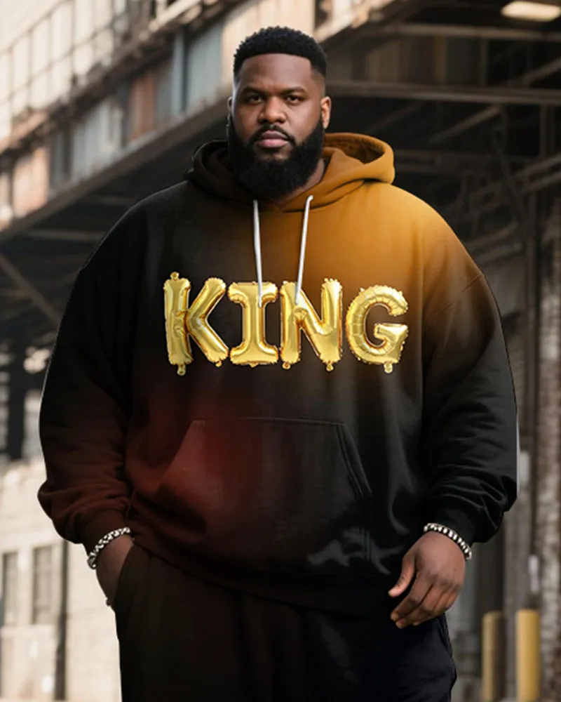 Big & Tall Men's Gradient King Alphabet Print Hoodie Set sold by Biggmans product image thumbnail 2