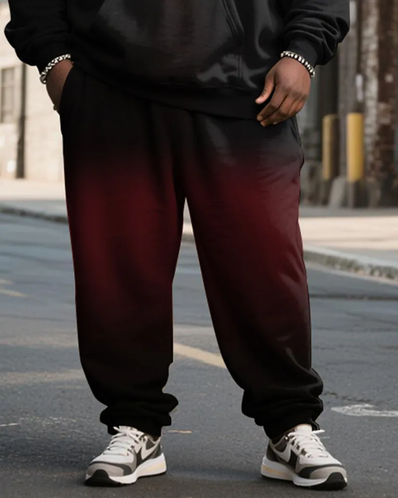 Big & Tall Men's Black And Red Gradient Respect Letter Print Hoodie Set sold by Biggmans product image thumbnail 3