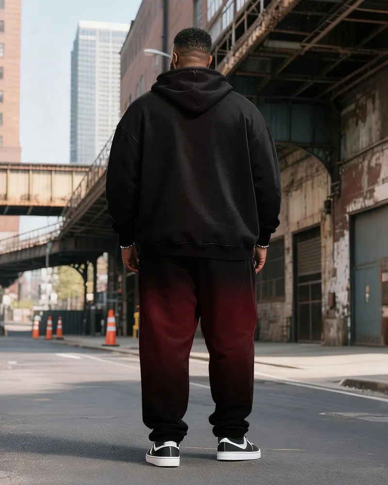 Big & Tall Men's Black And Red Gradient Respect Letter Print Hoodie Set sold by Biggmans product image thumbnail 4