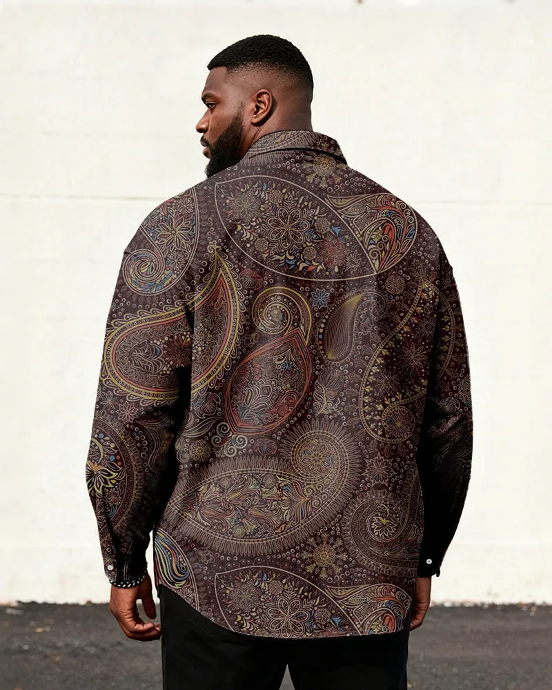 Big & Tall Men's Vintage Paisley Wine Red Print Long Sleeve Shirt sold by Biggmans product image thumbnail 2