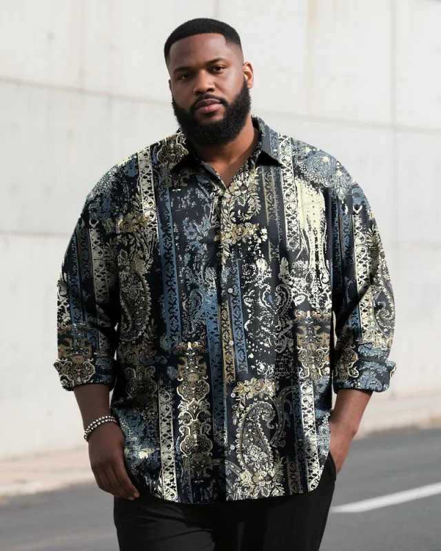 Big & Tall Men's Vintage Paisley Print Long Sleeve Shirt sold by Biggmans