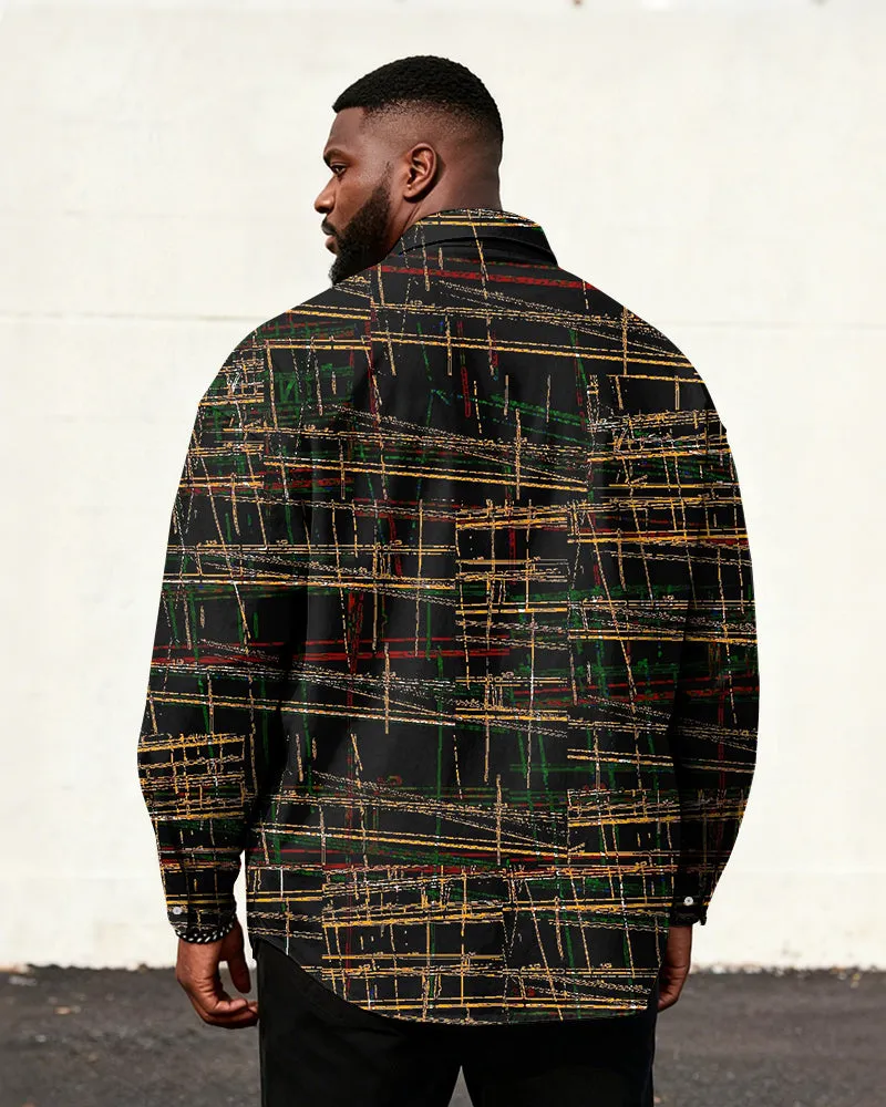 Big & Tall Men's Vintage Line Art Print Long Sleeve Shirt sold by Biggmans product image thumbnail 2