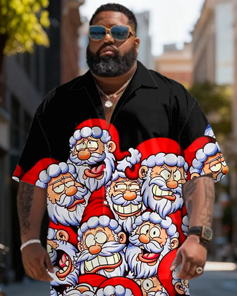 Big & Tall Men's Santa Claus Graffiti Print Short Sleeve Shirt Shorts Set sold by Biggmans product image thumbnail 2