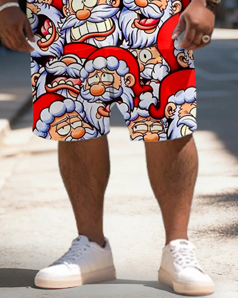 Big & Tall Men's Santa Claus Graffiti Print Short Sleeve Shirt Shorts Set sold by Biggmans product image thumbnail 3