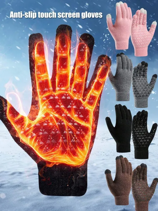 Winter Men's Fleece-lined Thickened Outdoor Riding Knitted Gloves Cold-proof Non-slip Touch Screen Gloves sold by Biggmans