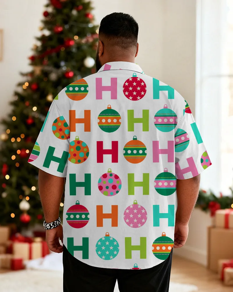 Big & Tall Men's Christmas Colored Ball Cartoon Print Short Sleeve Shirt sold by Biggmans product image thumbnail 2