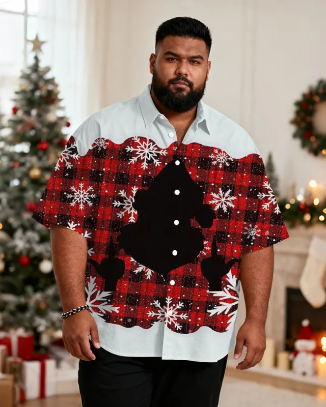 Big & Tall Men's Christmas Cartoon Silhouette Print Short Sleeve Shirt sold by Biggmans