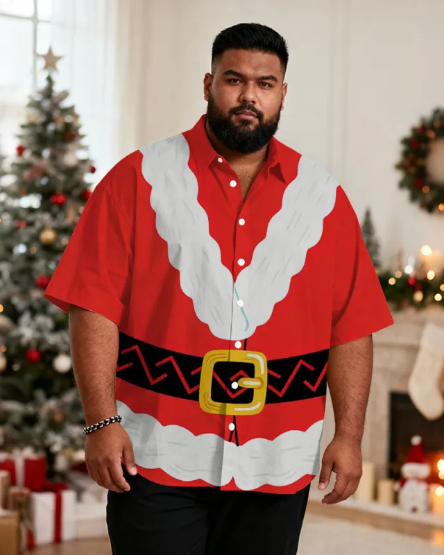 Big & Tall Men's Santa Claus Cosplay Printed Short Sleeve Shirt sold by Biggmans