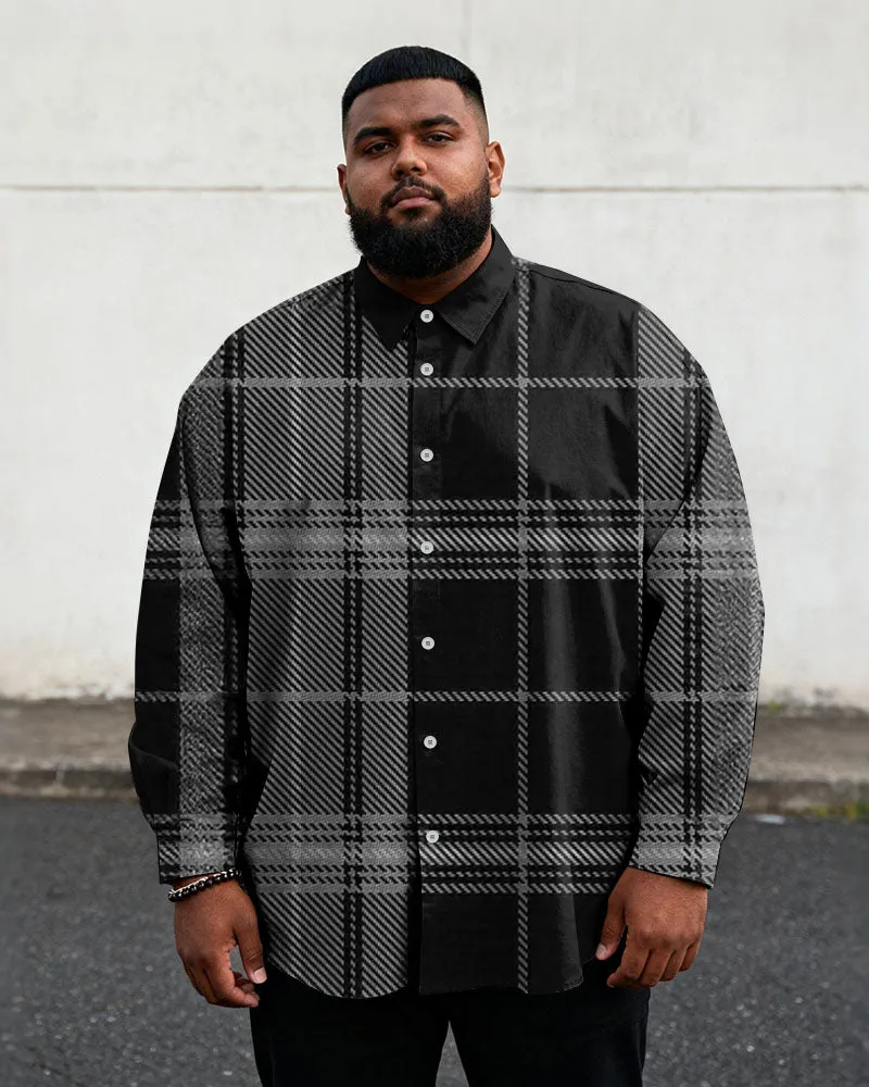 Big & Tall Men's Vintage England Plaid Colorblock Print Long Sleeve Shirt sold by Biggmans product image thumbnail 2