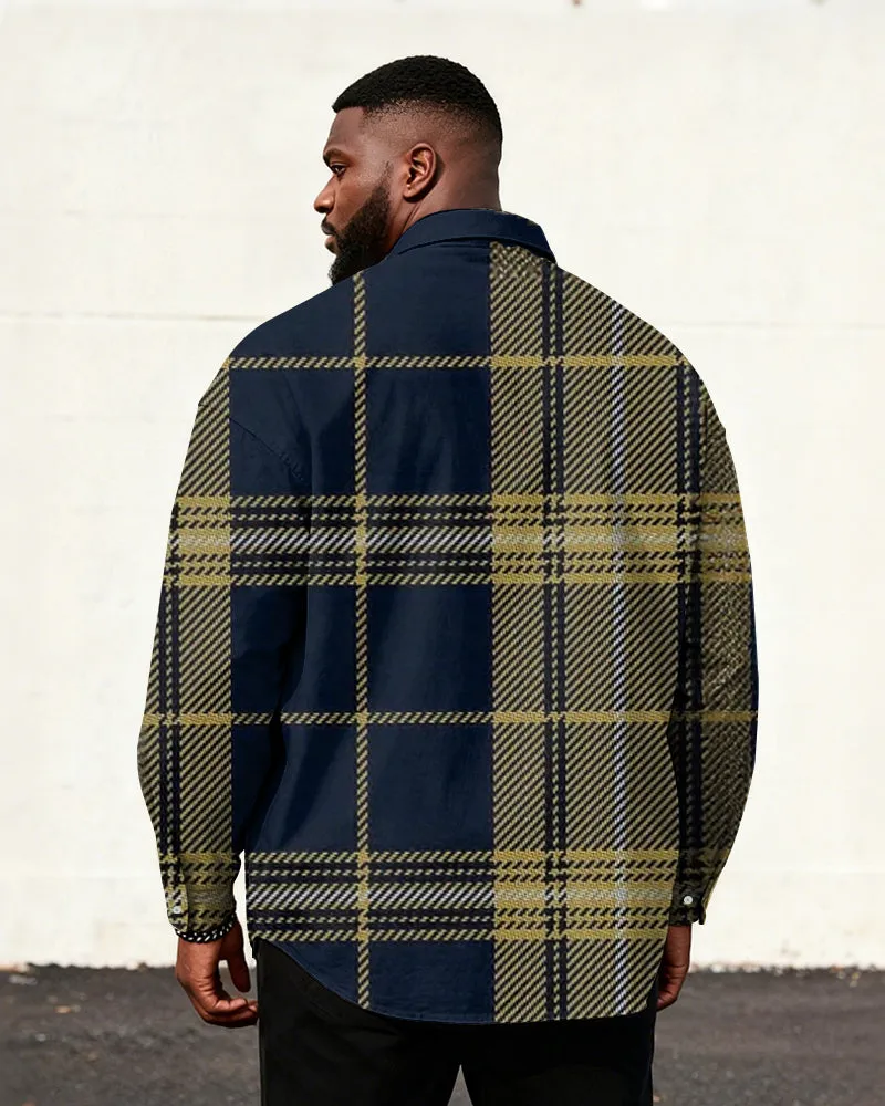 Big & Tall Men's Vintage England Plaid Colorblock Print Long Sleeve Shirt sold by Biggmans product image thumbnail 3