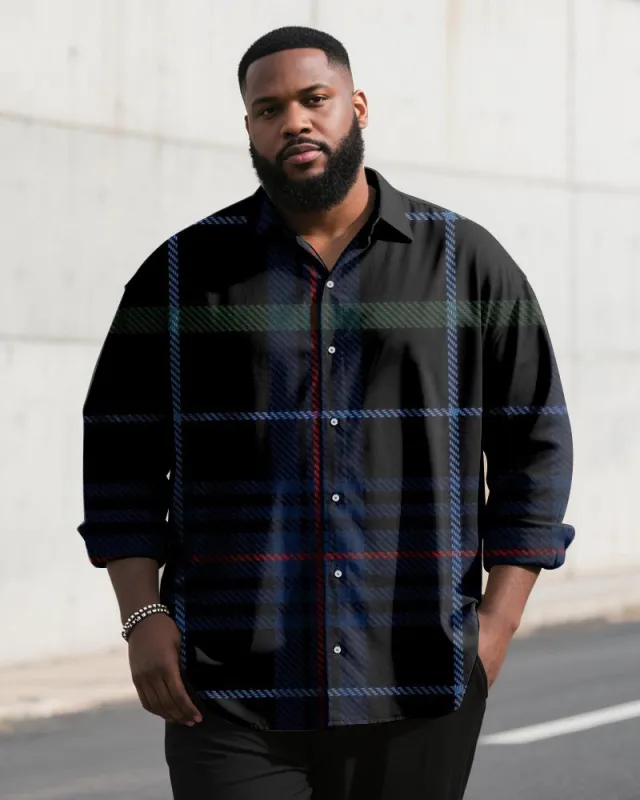 Big & Tall Men's Vintage England Plaid Long Sleeve Shirt sold by Biggmans