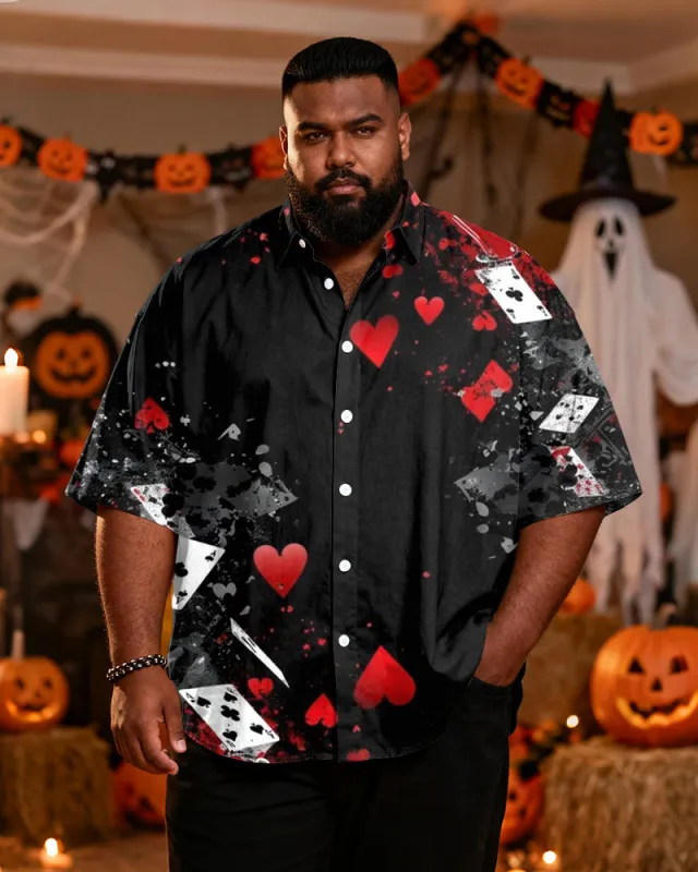 Big & Tall Men's Halloween Poker Love Print Short Sleeve Shirt sold by Biggmans