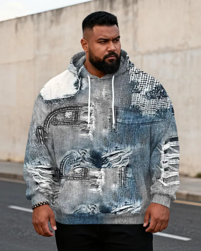 Big & Tall Men's Denim Graffiti-Print Hoodie sold by Biggmans