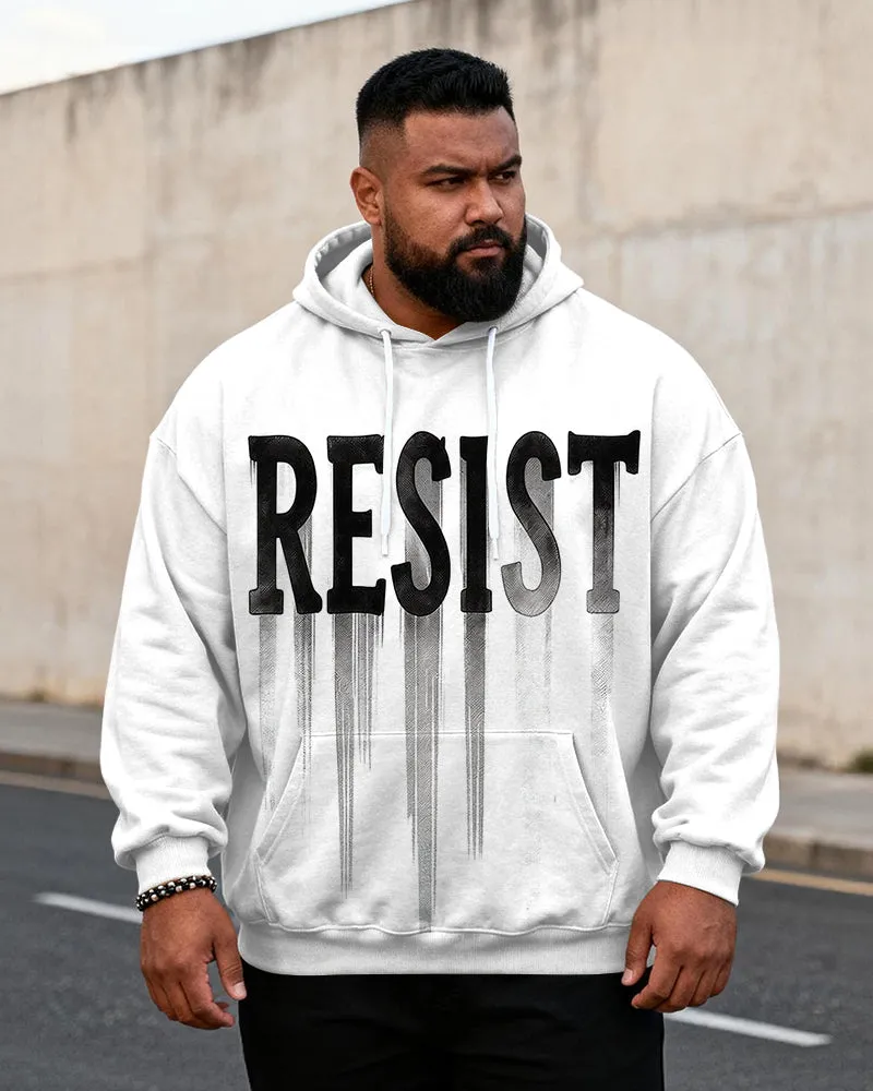 Big & Tall Men's "RESIST Declaration Of Resistance" Graffiti Print Hoodie sold by Biggmans