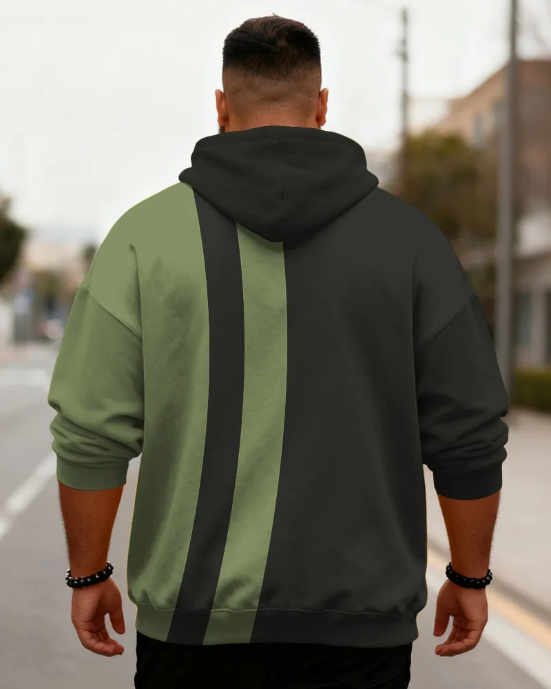 Big & Tall Men's Green Striped Colorblock Print Hoodie sold by Biggmans product image thumbnail 2