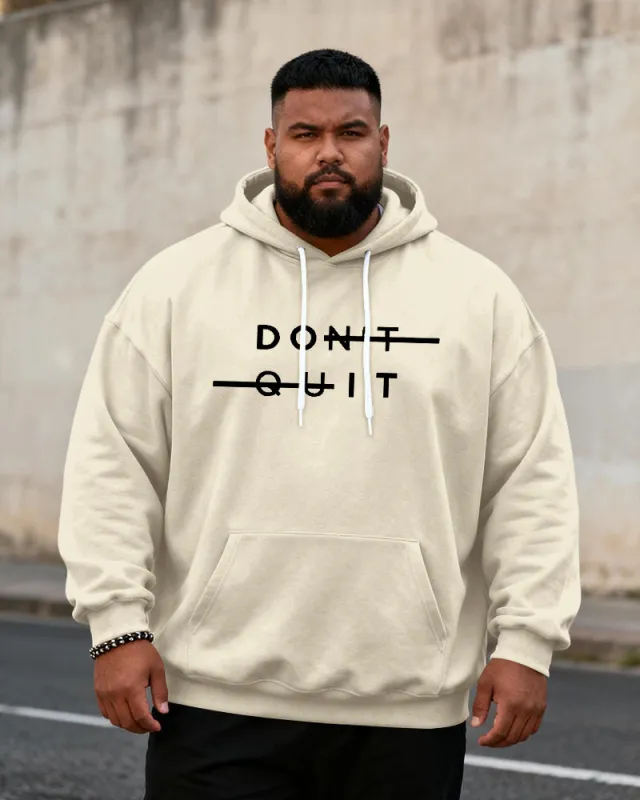 Big & Tall Men's "DON'T QUIT" Inspirational Print Hoodie sold by Biggmans