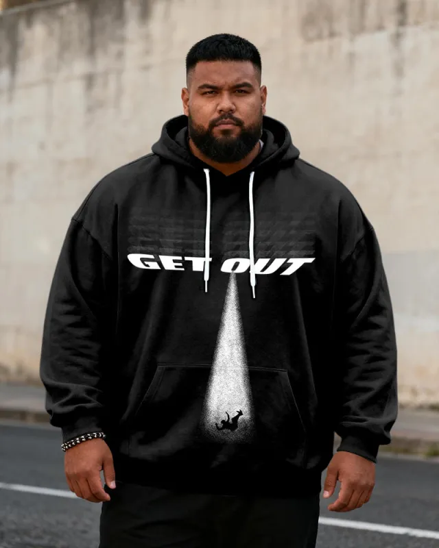 Big & Tall Men's Black & White GET OUT Graffiti-Print Hoodie sold by Biggmans
