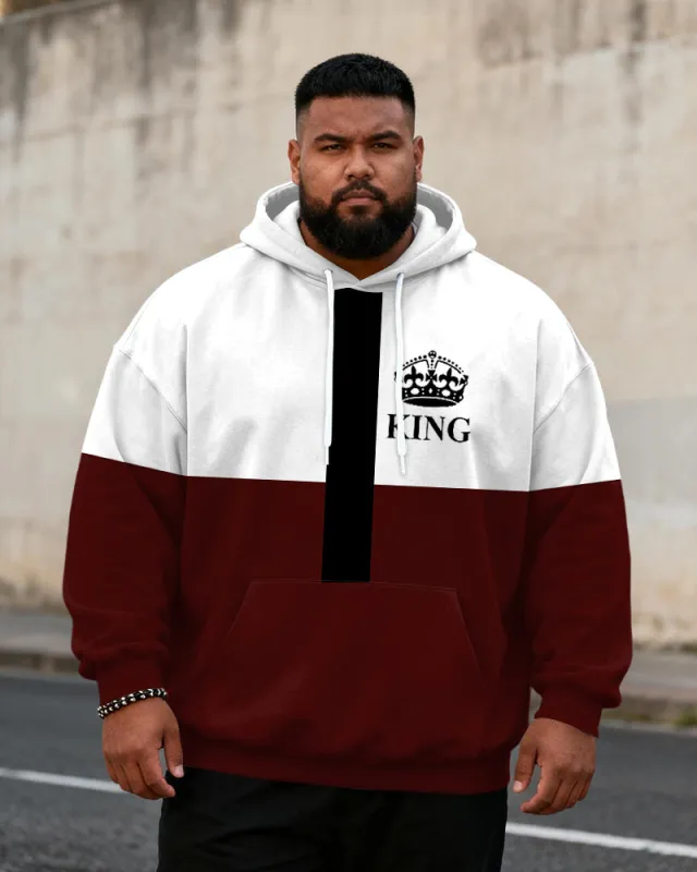 Big & Tall Men's Red & White Yellow Crown Graffiti Print Hoodie sold by Biggmans