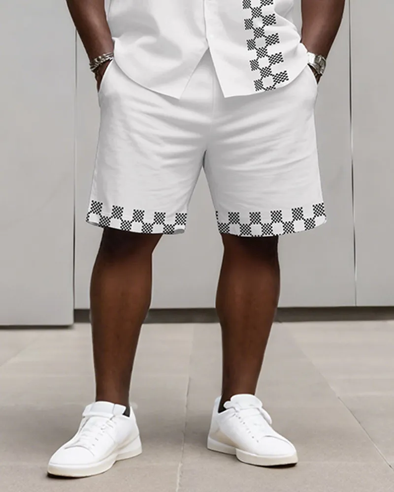 Big & Tall Men's Business Plaid Striped Print Long Sleeve Shirt Shorts Set sold by Biggmans product image thumbnail 3