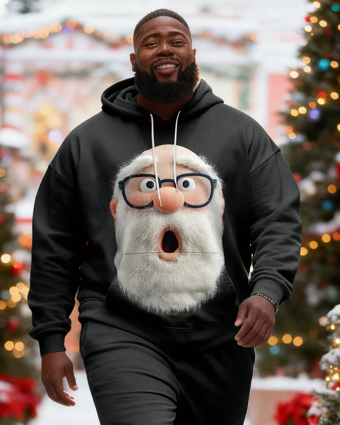 Big & Tall Men's Christmas Surprised Santa Claus Hoodie Set sold by Biggmans product image thumbnail 3