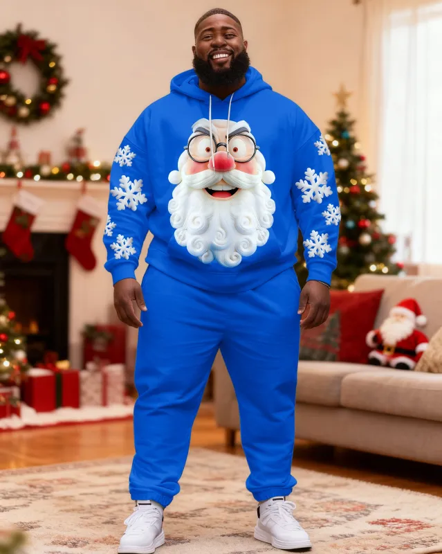 Big & Tall Men's Christmas Santa Claus with Snowflake Beard Hoodie Set sold by Biggmans