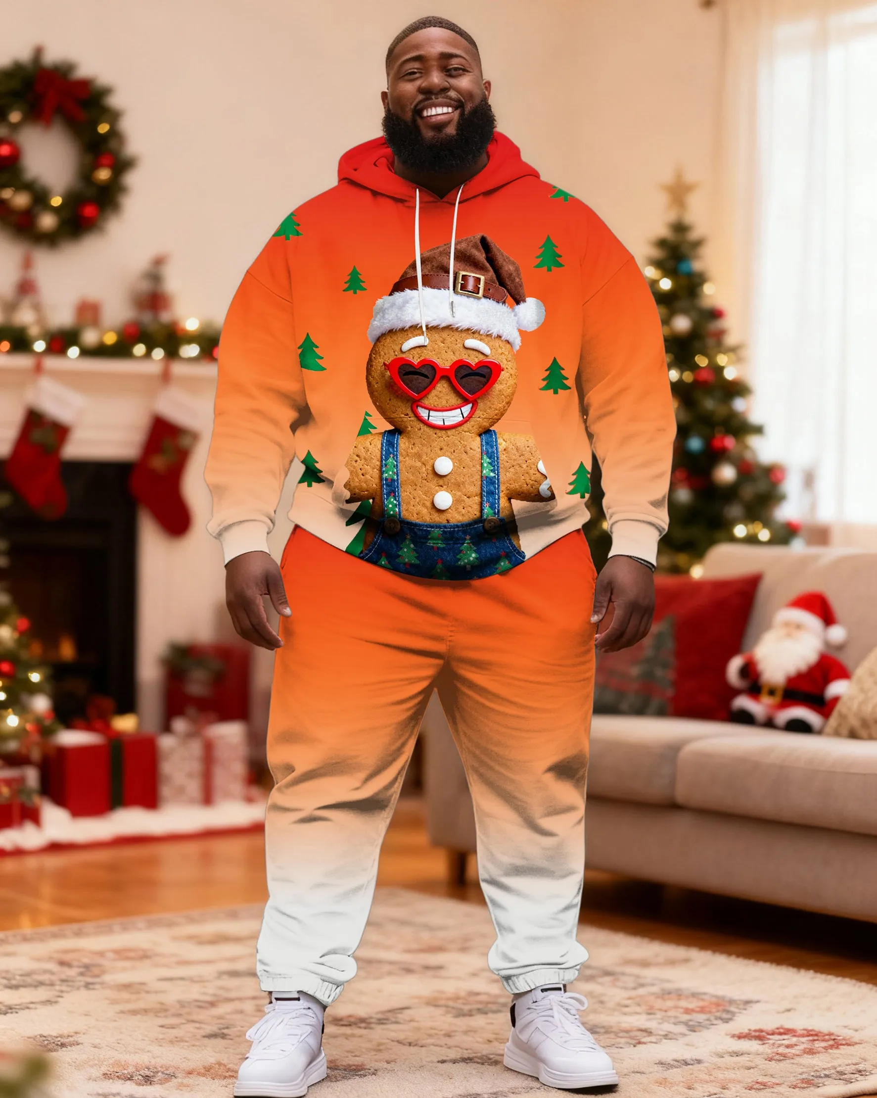 Big & Tall Men's Christmas Funny Cookie Man Hoodie Set sold by Biggmans