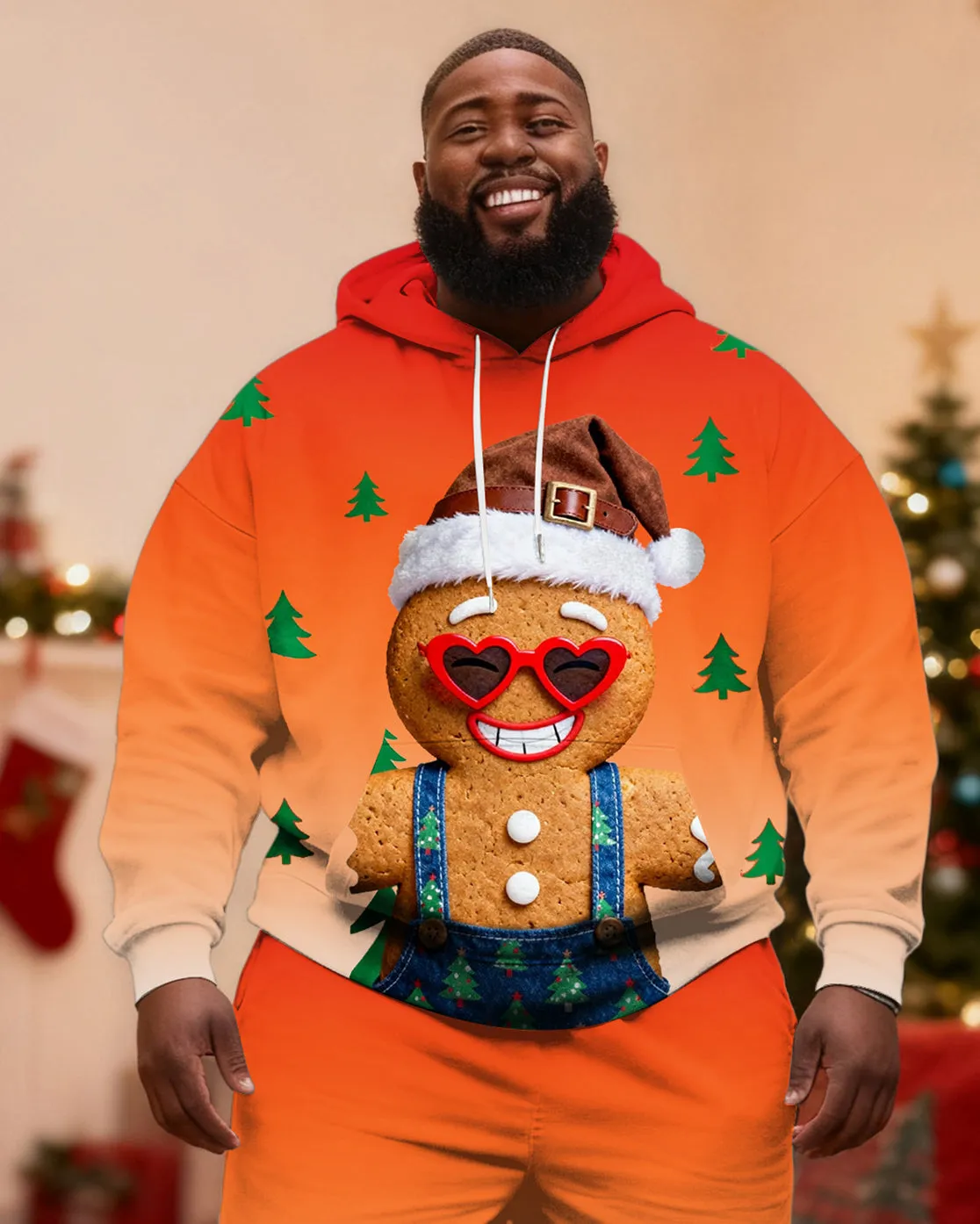Big & Tall Men's Christmas Funny Cookie Man Hoodie Set sold by Biggmans product image thumbnail 3