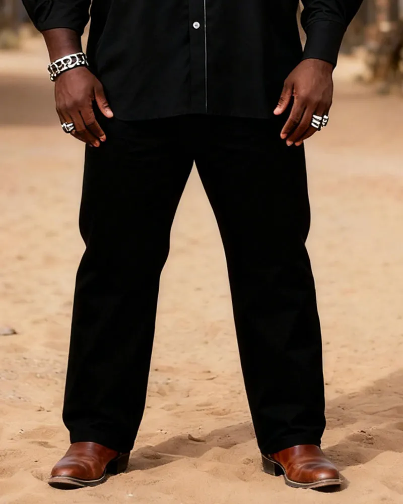 Big & Tall Men's Western Black And Blue Stitching Totem Print Long Sleeve Shirt Pants Set sold by Biggmans product image thumbnail 3