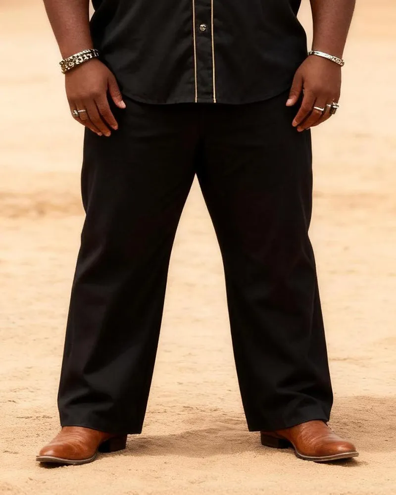 Big & Tall Men's Western Black And Gold Rose Print Long Sleeve Shirt Pants Set sold by Biggmans product image thumbnail 3