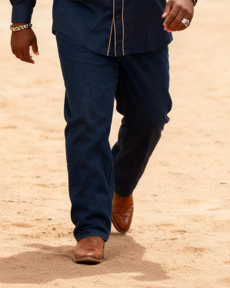 Big & Tall Men's Western Navy Floral Print Long Sleeve Shirt Trouser Set sold by Biggmans product image thumbnail 3