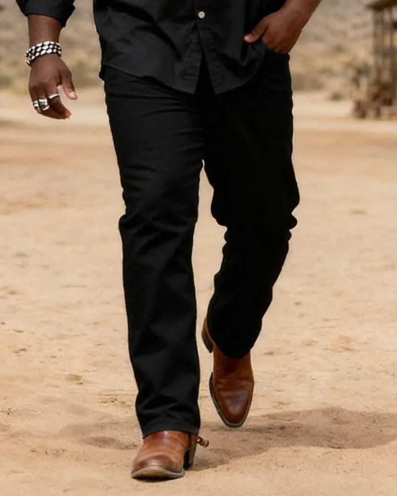 Big & Tall Men's Western Black And Red Totem Print Long Sleeve Shirt Pants Set sold by Biggmans product image thumbnail 3