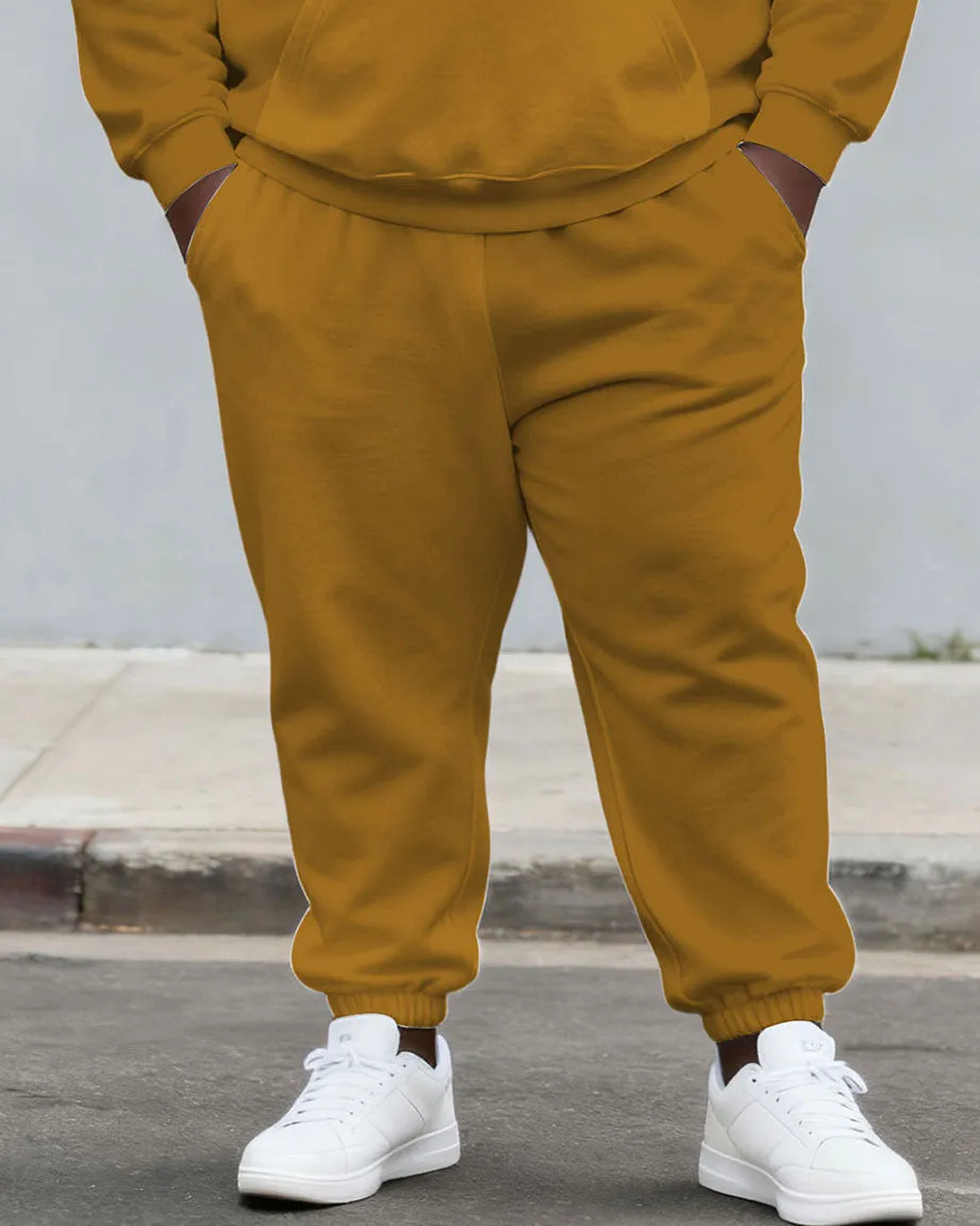 Large Size Men's Autumn And Winter Warm Cold-proof Ginger & White Kangaroo Big Pocket Hoodie Sweatpants Set sold by Biggmans product image thumbnail 3