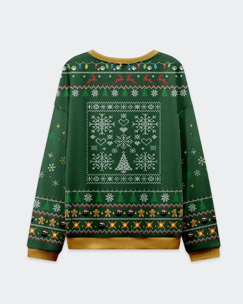 Big & Tall Men's Christmas Cat Roar Graffiti Print Crewneck Ugly Sweater sold by Biggmans product image thumbnail 3