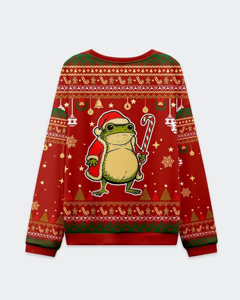 Big & Tall Men's Christmas Frog Graffiti Print Crewneck Ugly Sweater sold by Biggmans product image thumbnail 3