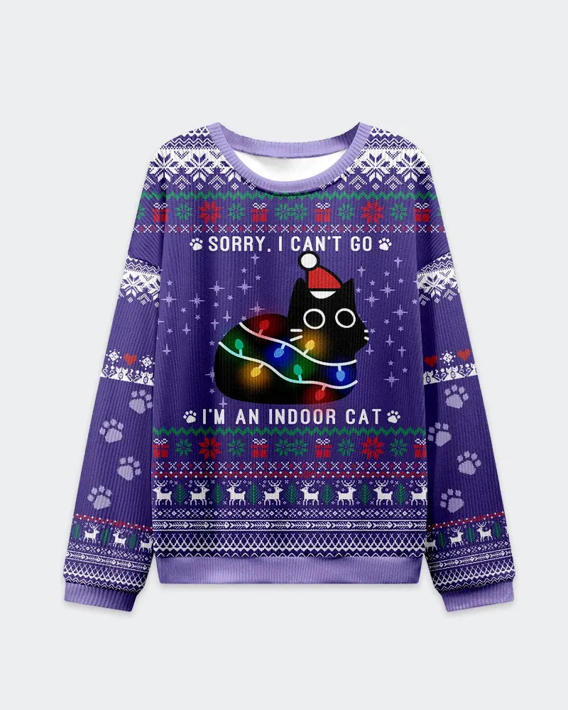 Big & Tall Men's Christmas Purple Cat Graffiti Print Crewneck Ugly Sweater sold by Biggmans product image thumbnail 2