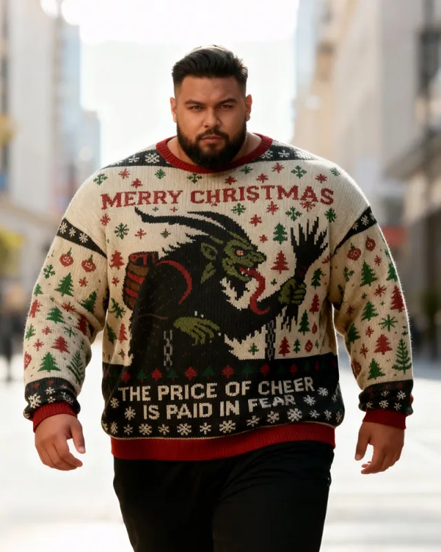 Big & Tall Men's Christmas Cthulhu Style Printed Crewneck Ugly Sweater sold by Biggmans