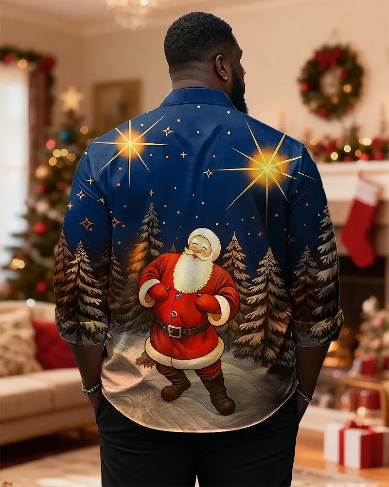 Big & Tall Men's Retro Santa Claus Print Long Sleeve Shirt sold by Biggmans product image thumbnail 2