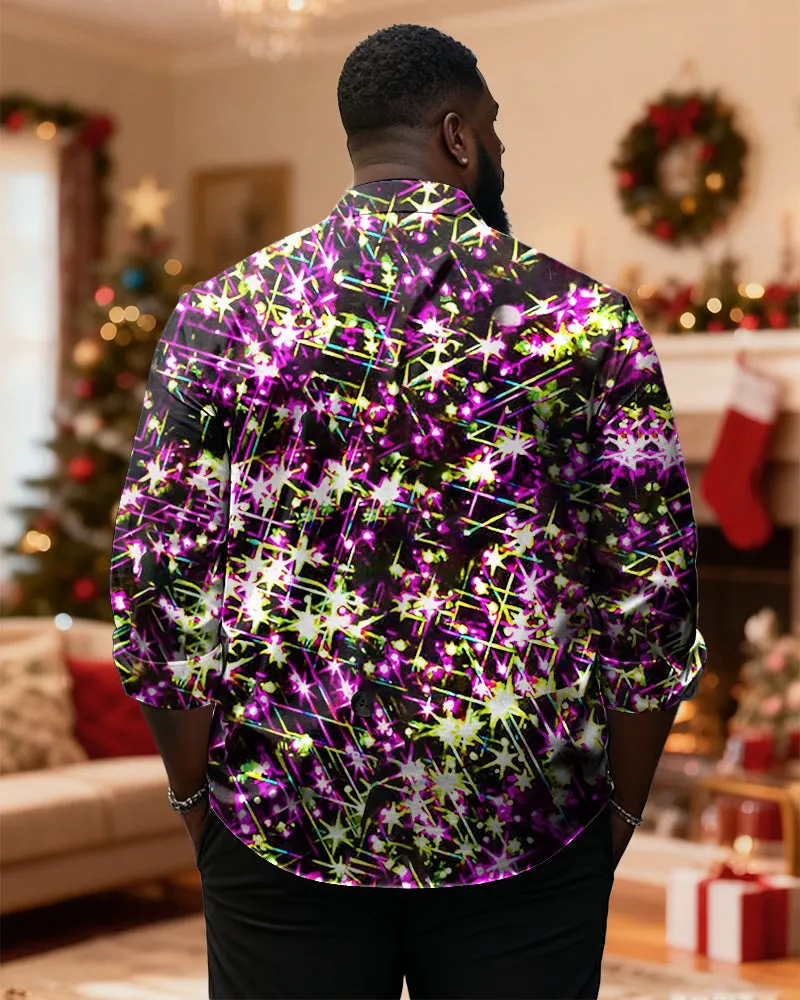 Big & Tall Men's Christmas Fun Lights Print Long Sleeve Shirt sold by Biggmans product image thumbnail 2