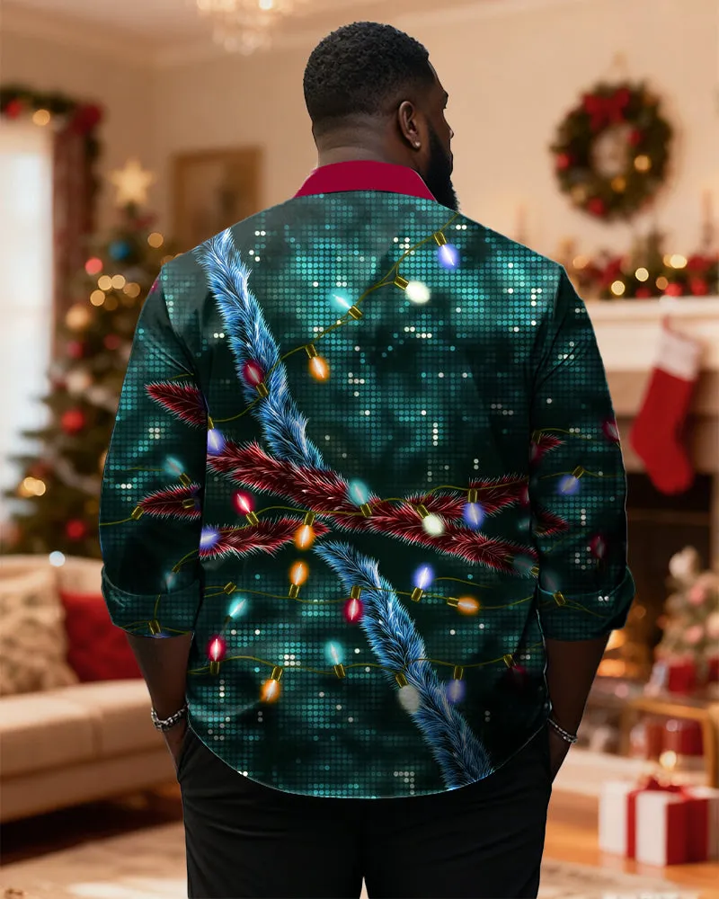 Big & Tall Men's Christmas Sequin Gift Box Print Long Sleeve Shirt sold by Biggmans product image thumbnail 2