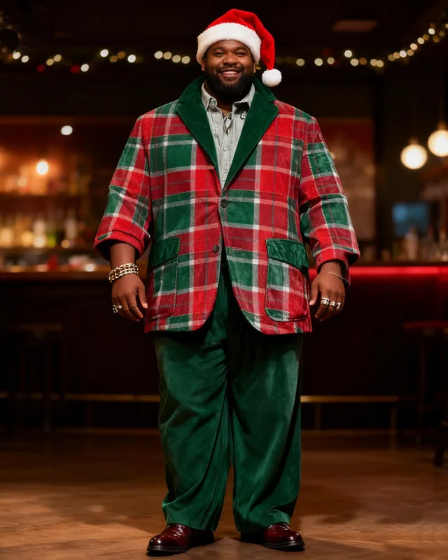 Big & Tall Men's Christmas Red And Green Print Suit sold by Biggmans