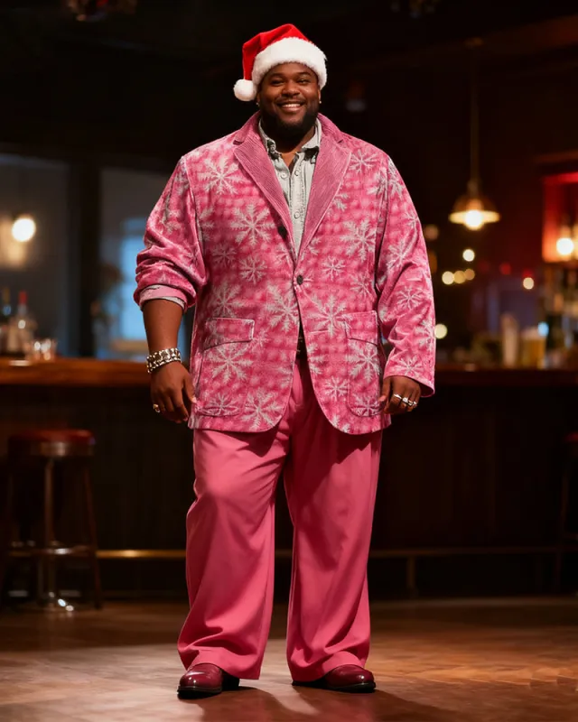 Big & Tall Men's Christmas Pink Snowflake Print Suit sold by Biggmans