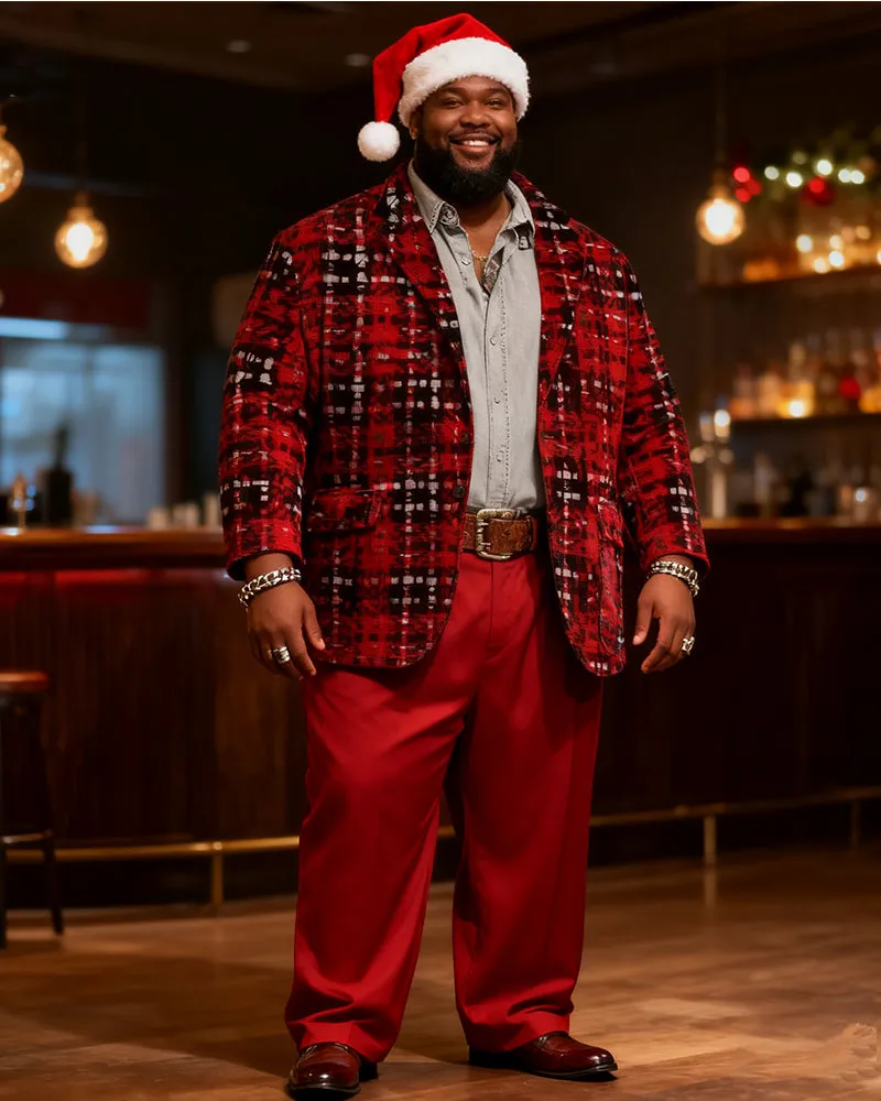 Big & Tall Men's Christmas Vintage Red And Black Plaid Suit sold by Biggmans product image thumbnail 4