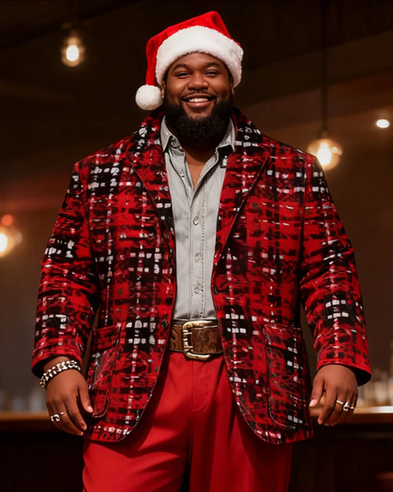 Big & Tall Men's Christmas Vintage Red And Black Plaid Suit sold by Biggmans product image thumbnail 2