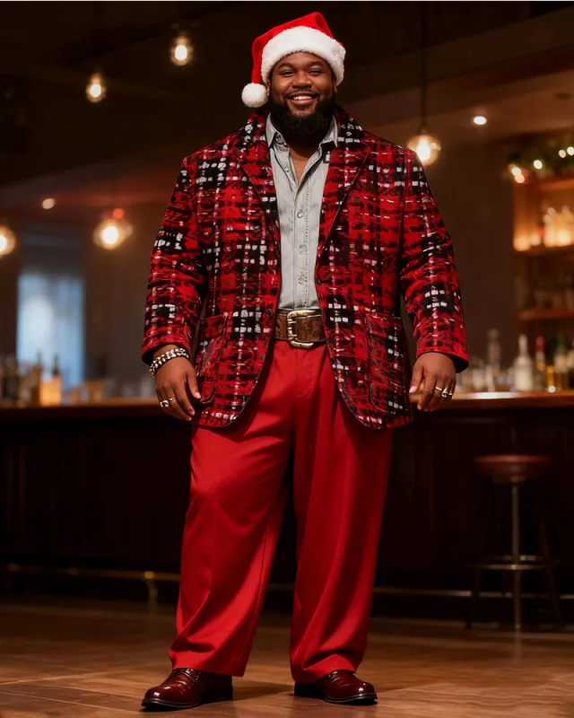 Big & Tall Men's Christmas Vintage Red And Black Plaid Suit sold by Biggmans