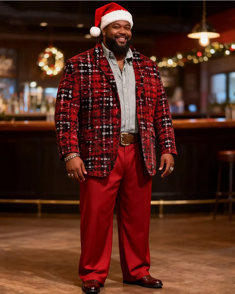 Big & Tall Men's Christmas Vintage Red And Black Plaid Suit sold by Biggmans product image thumbnail 5