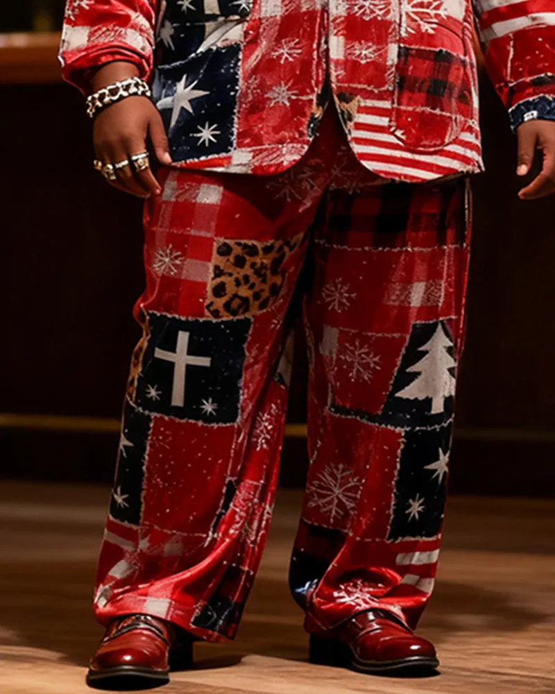 Big & Tall Men's Christmas Patchwork Element Print Suit sold by Biggmans product image thumbnail 3